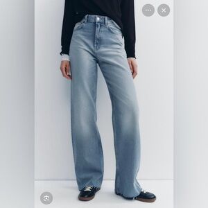 Zara High Rise Light Blue Wide-Leg Jeans